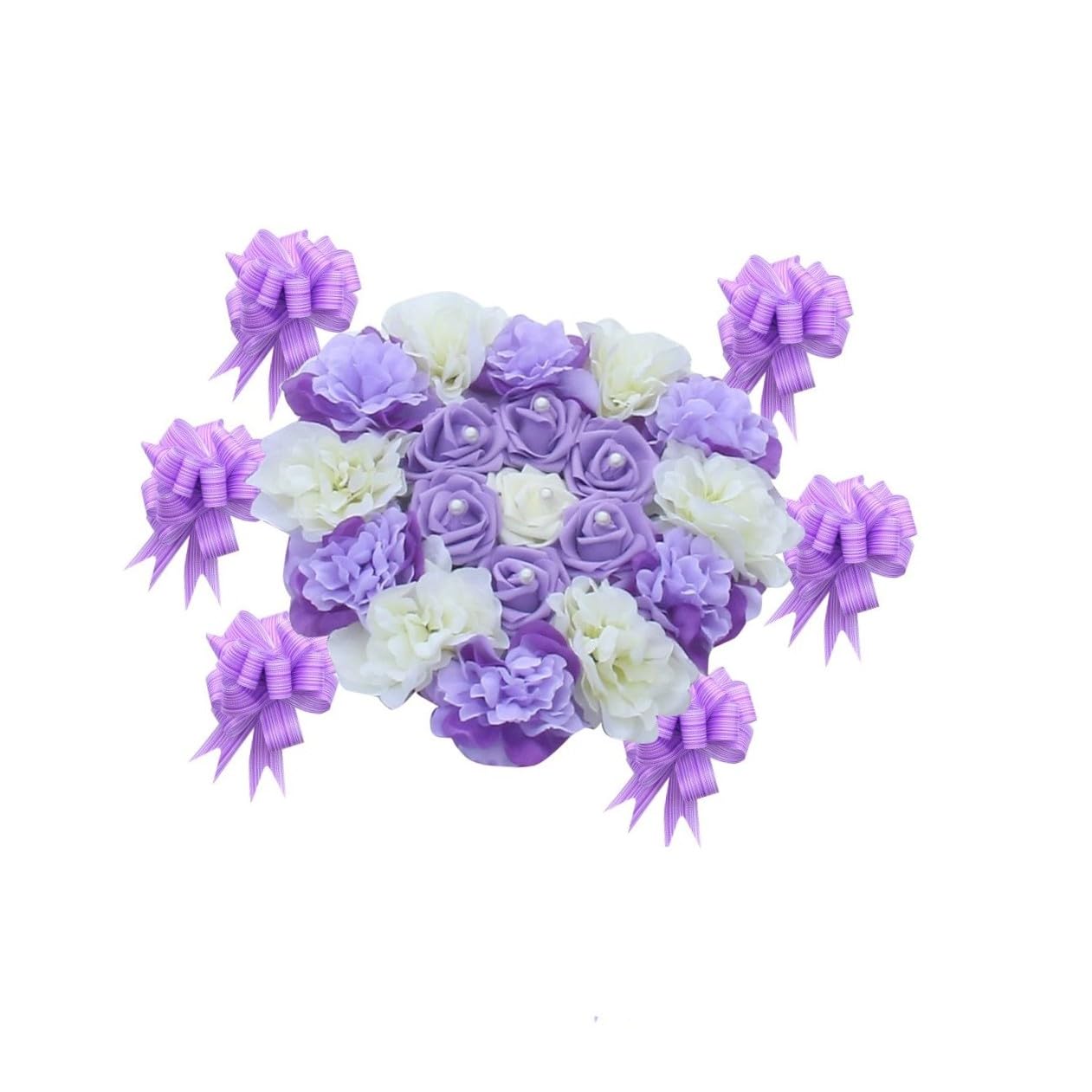 TOPBATHY 2stücke Hochzeitsauto Blumendekoration Künstliche Blumen Herzform Mit Handzugblumen Für Hochzeitsfahrzeuge Party-Dekoration Und Besondere Anlässe