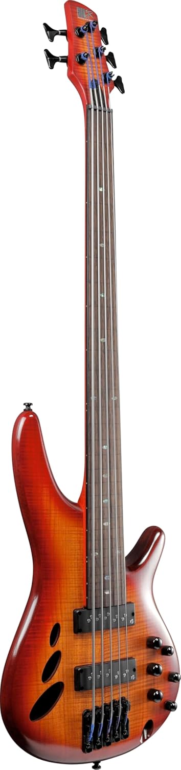 Ibanez SR Bass Workshop Fretless 5-string Electric Bass - Brown Topaz Burst Low Gloss