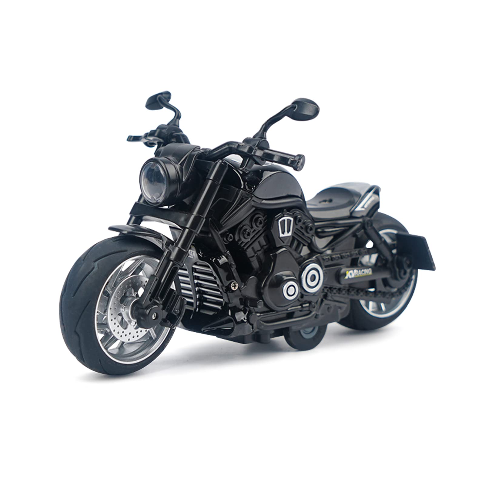 Pull Back Motorcycle Toys - Toy Motorcycle with Flashing Light up and Sounds for Aged 3+ Kids Christmas Birthday Gifts. (Black)