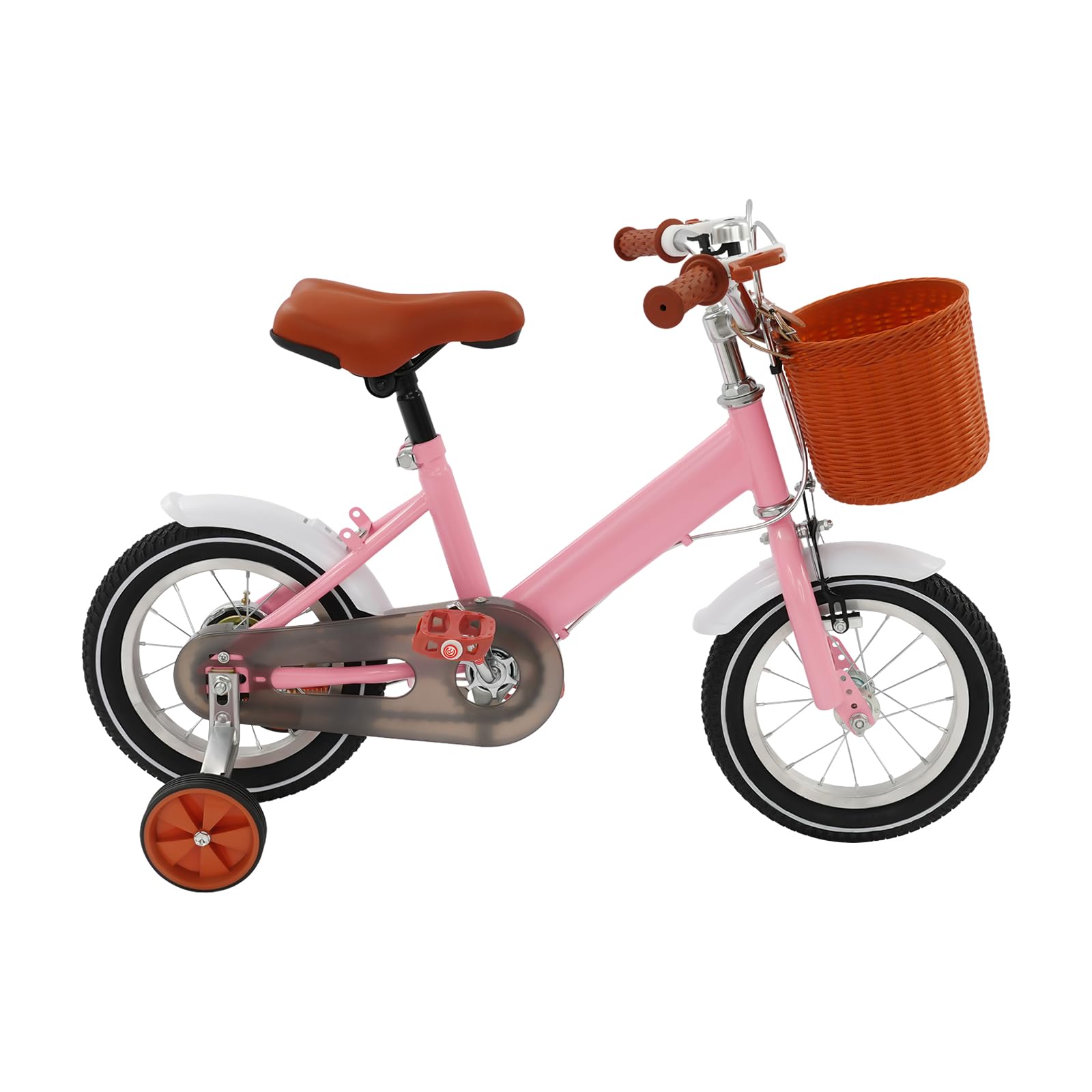 Suggerimento regalo per bambini: bicicletta per bambini da 12 pollici con ruote di supporto – Bicicletta educativa regolabile in altezza per bambini dai 2 anni in su con cestino e campanello (rosa)