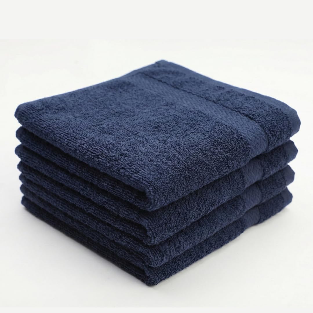 Premium Perfect Size Washcloth Set | Absorbent, Ring Spun, Hand Towels for Bathroom, 100% Cotton, Face, fingertip, Soft, for Daily Use (Pack of 4) (Orange, 13x13)
