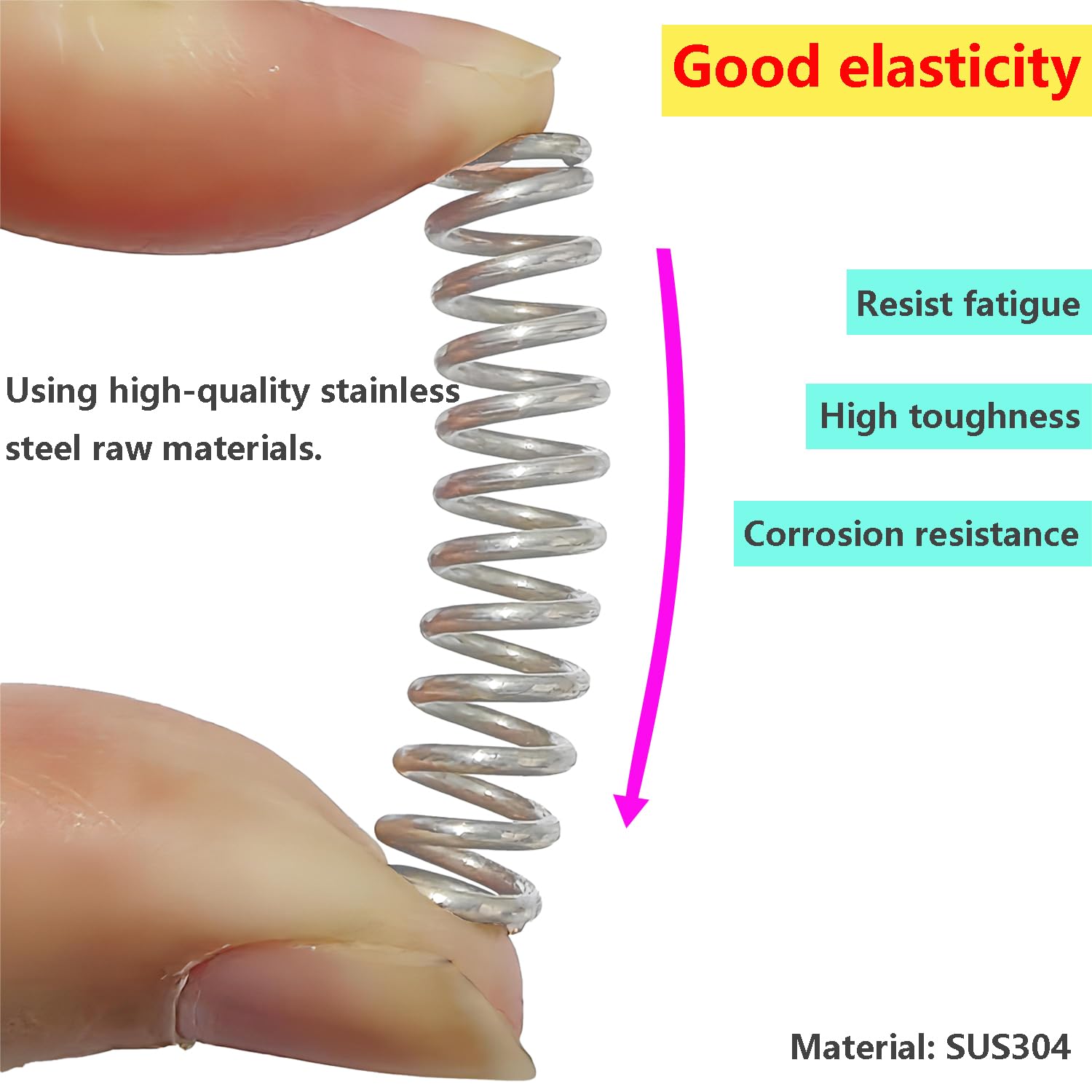 Qrity 10Pcs Stainless Steel Springs, Compression Springs, Wire Diameter 1.2mm, 7mm OD, 15mm Free Length, Springs for Shop and Home Repair