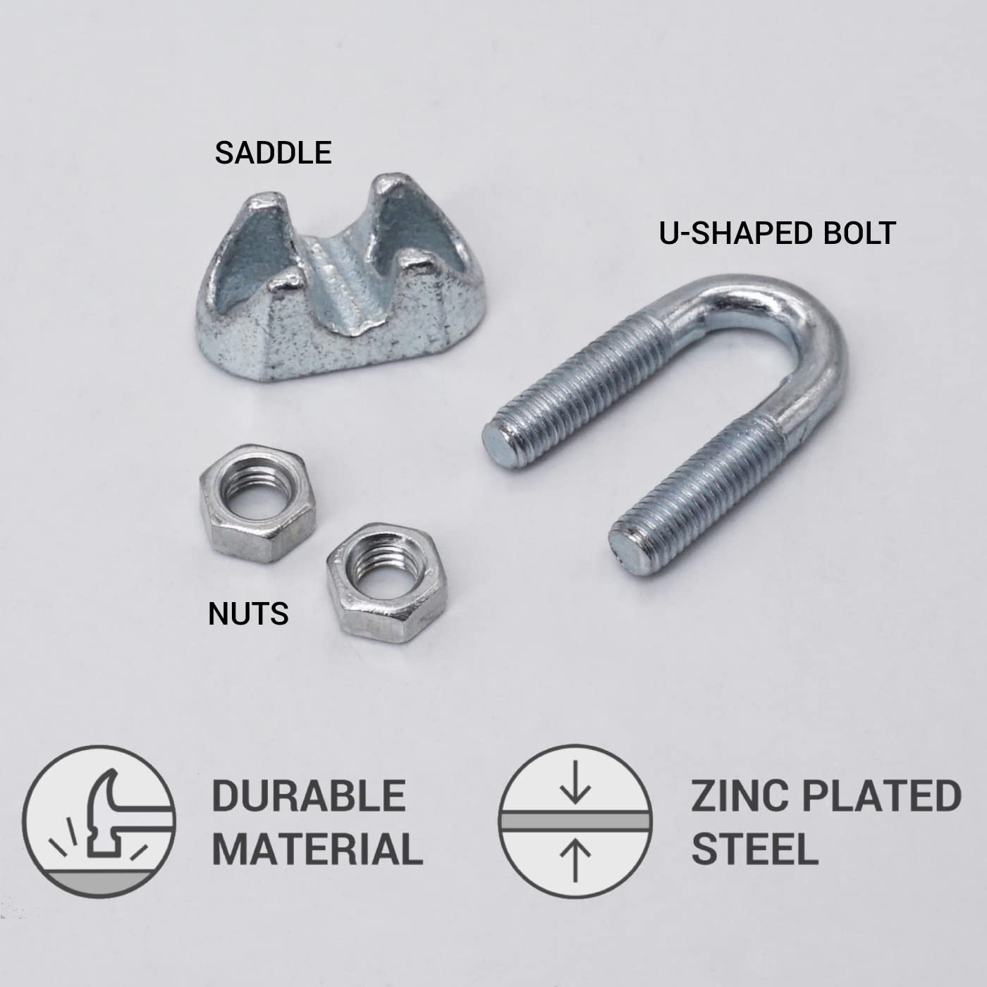 Image secondaire de Lot de 10 colliers de serrage M6 en acier pour câbles Ø 8 mm