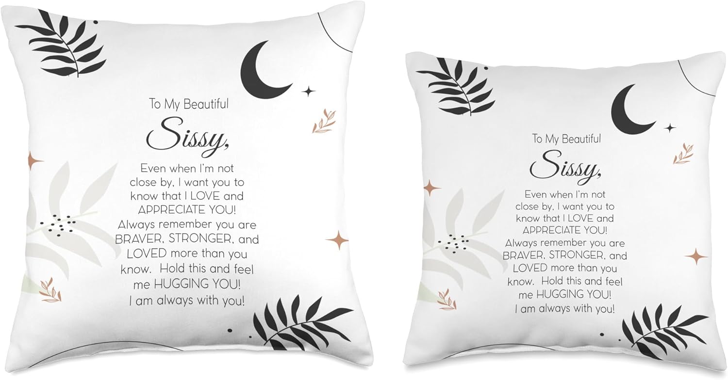 sissy pillow gifts sister love hugs moon boho minimalist Throw Pillow