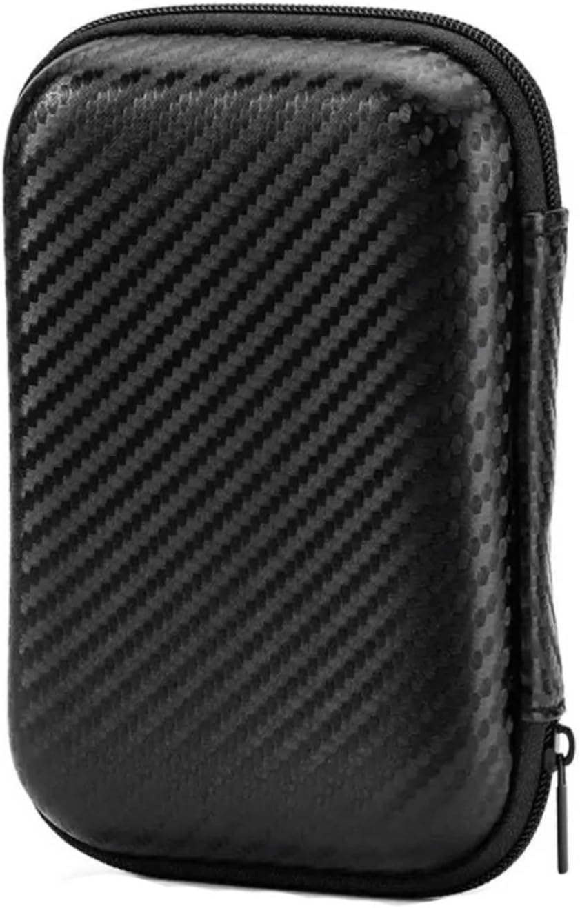 SOLDOUT Carbon Fiber Design Portable Zipper Shock-Proof Headphone Earpohne Bag Storage Box Headset Cover For SD TF Cards Pen Drive Hard Drive Carrier Case (Rectangle, 14 CM)