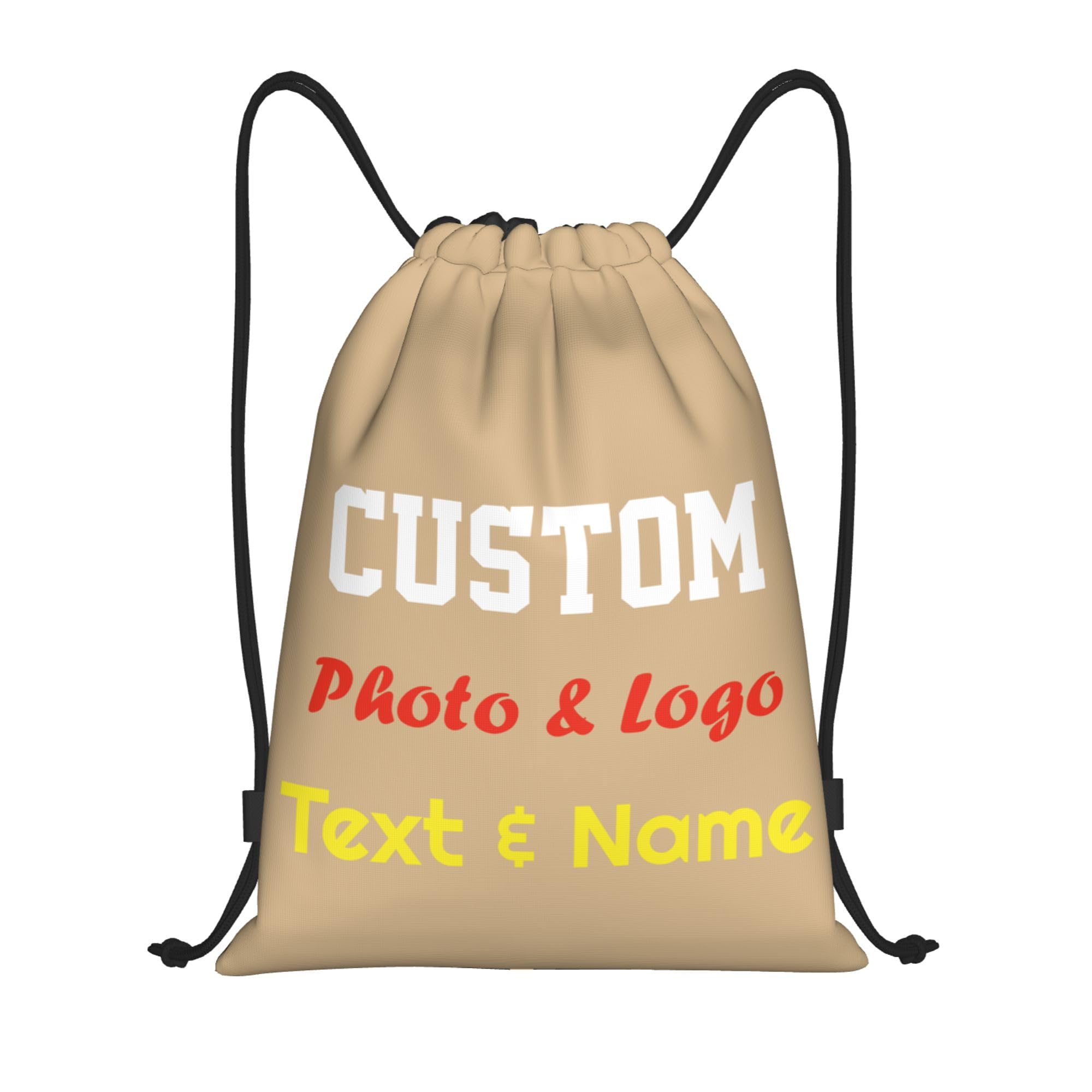 Personalised Drawstring Bag Custom Drawstring Backpack with Your Own Photo/Logo/Text/Name, Design Drawstring Gym Swimming Yoga Bag for Kids Women Men, Customised Knapsack for Sports Business, L โ image 1