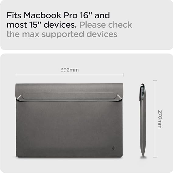 Spigen Valentinus S Protective Laptop Sleeve, 16-Inch, Built-in Stand