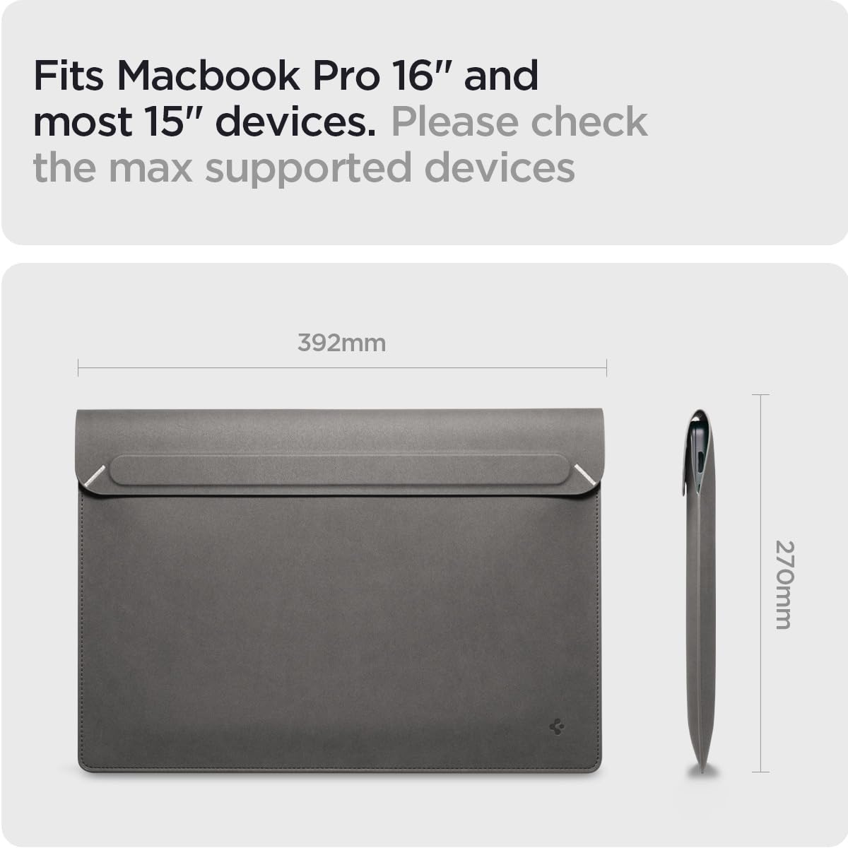 Spigen Valentinus S - Funda Protectora para Ordenador portátil de 15" 15.6" 16" Pulgadas, Funda de Piel sintética Impermeable para Ordenador portátil, Compatible con MacBook Pro, DELL, Acer, ASUS, HP
