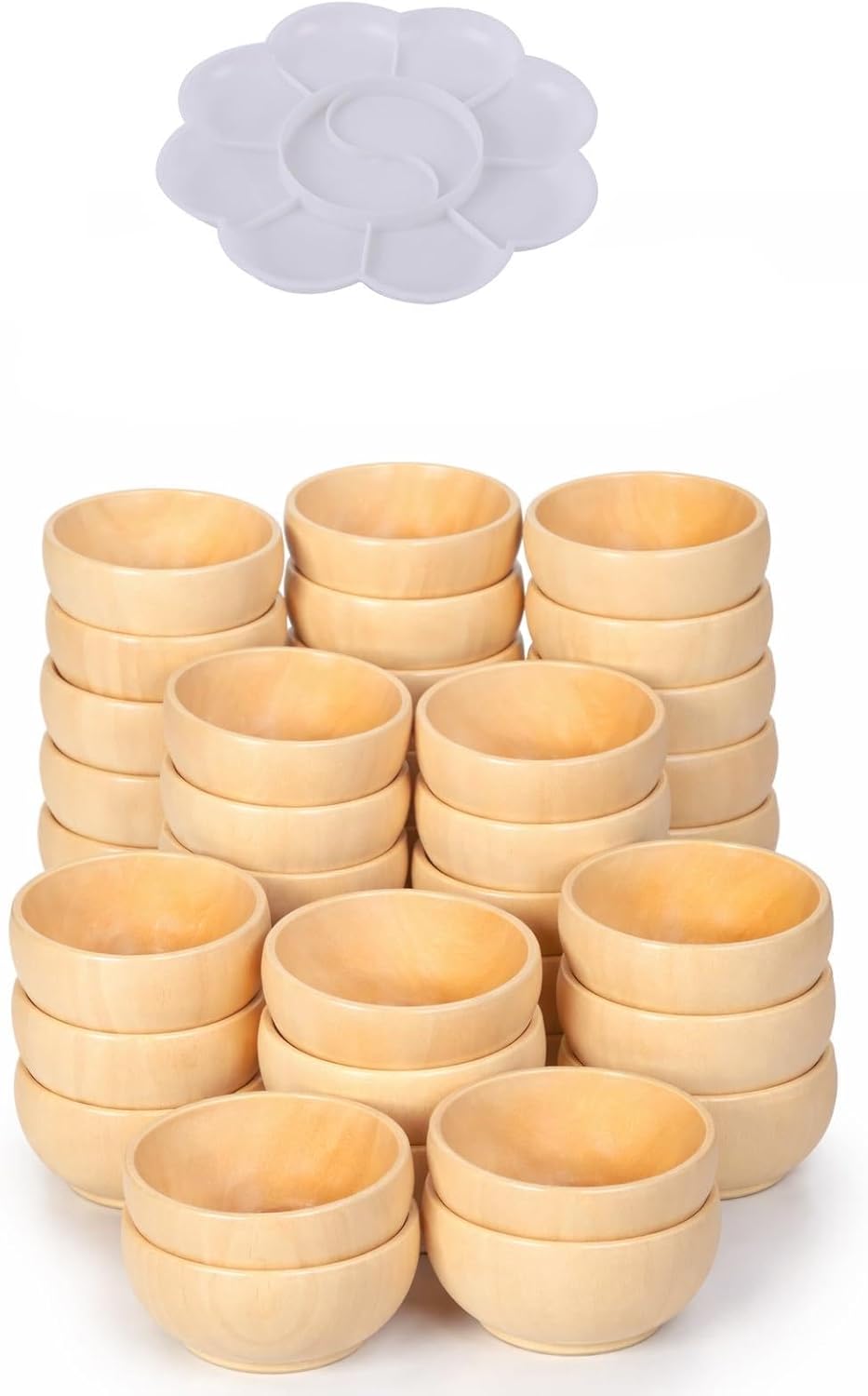 30 Set Wooden Mini Bowls, Natural Small Wood Serving Bowls for Snacks Condiments and Crafts, Rustic DIY Party Table Decor and Kitchen Accessories (30Pcs)