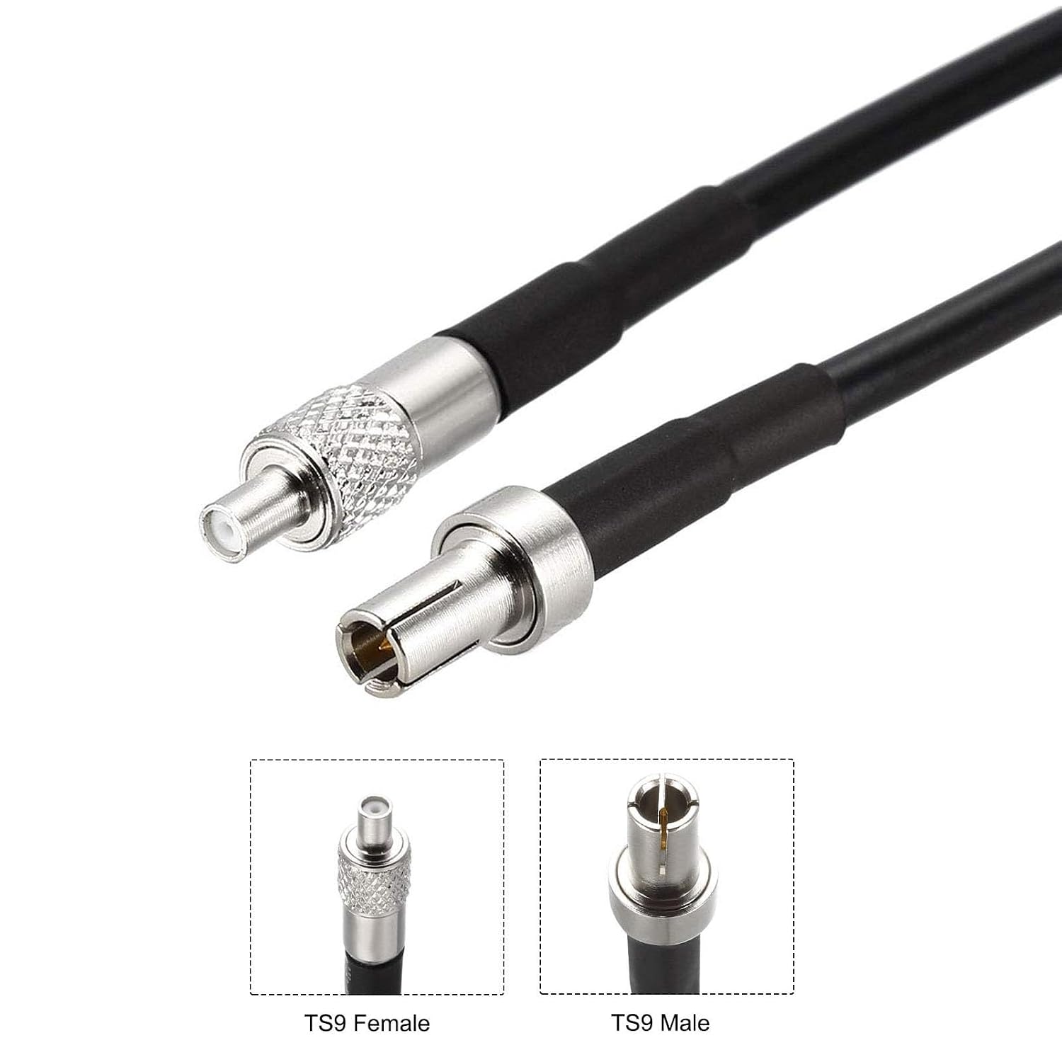 2Pcs Coaxial Cable with TS9 Male to TS9 Female Connectors Low Loss Coax Cable RG174 50 Ohm 10 Ft