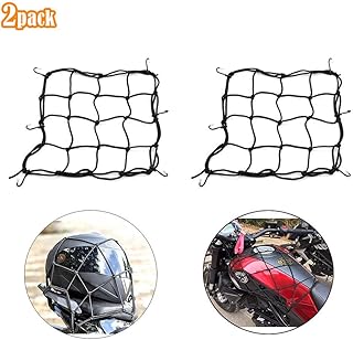 YGSAT 2 Stück Gepäcknetz Motorrad 30X30cm Fahrrad Netz Helmnetz mit 6 Haken Spannnetz Helmnetz Spannnetz Elastisch für Mot...