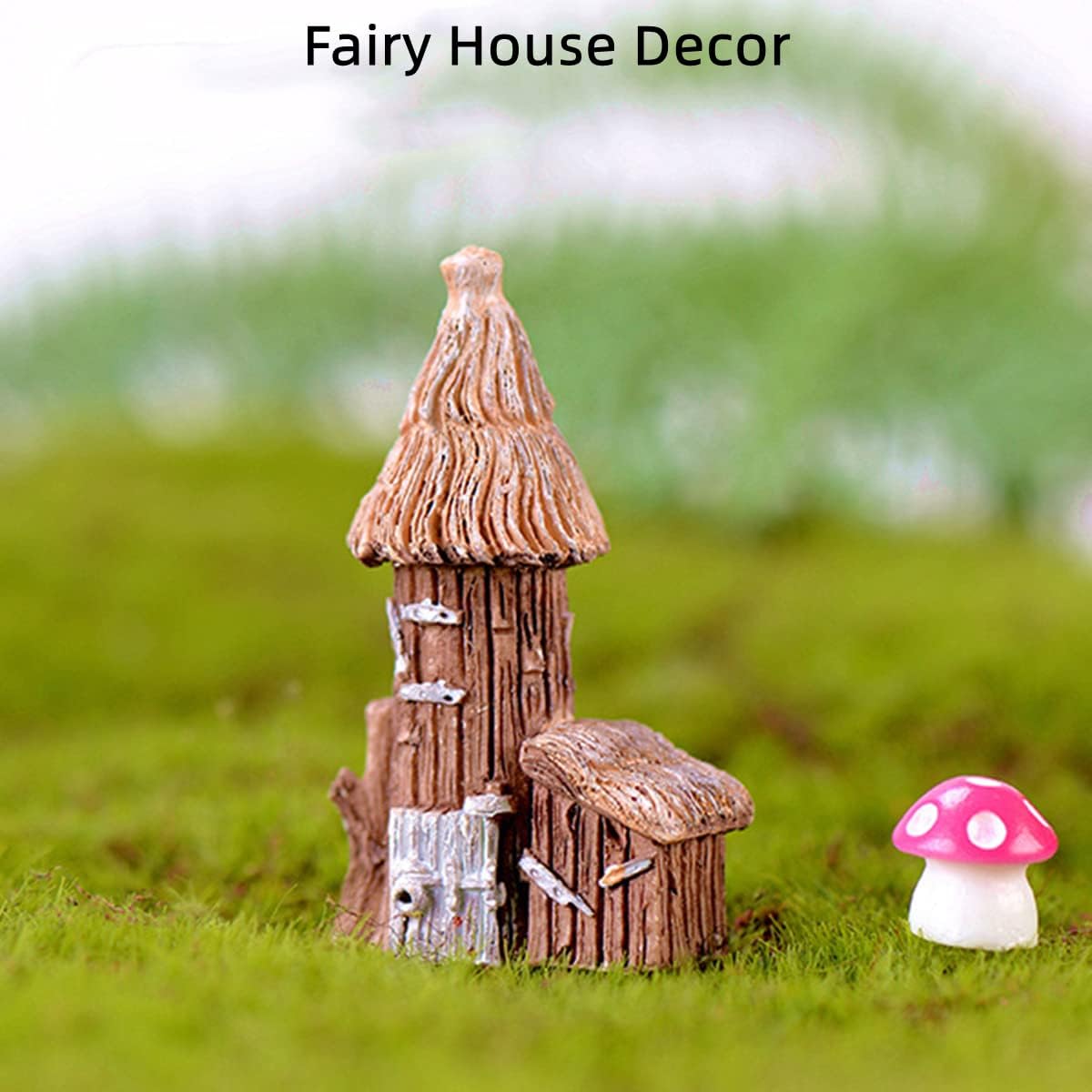 4 Pcs Tree House Mini Figurines, Fairy Garden Kit for Micro Landscape Decor