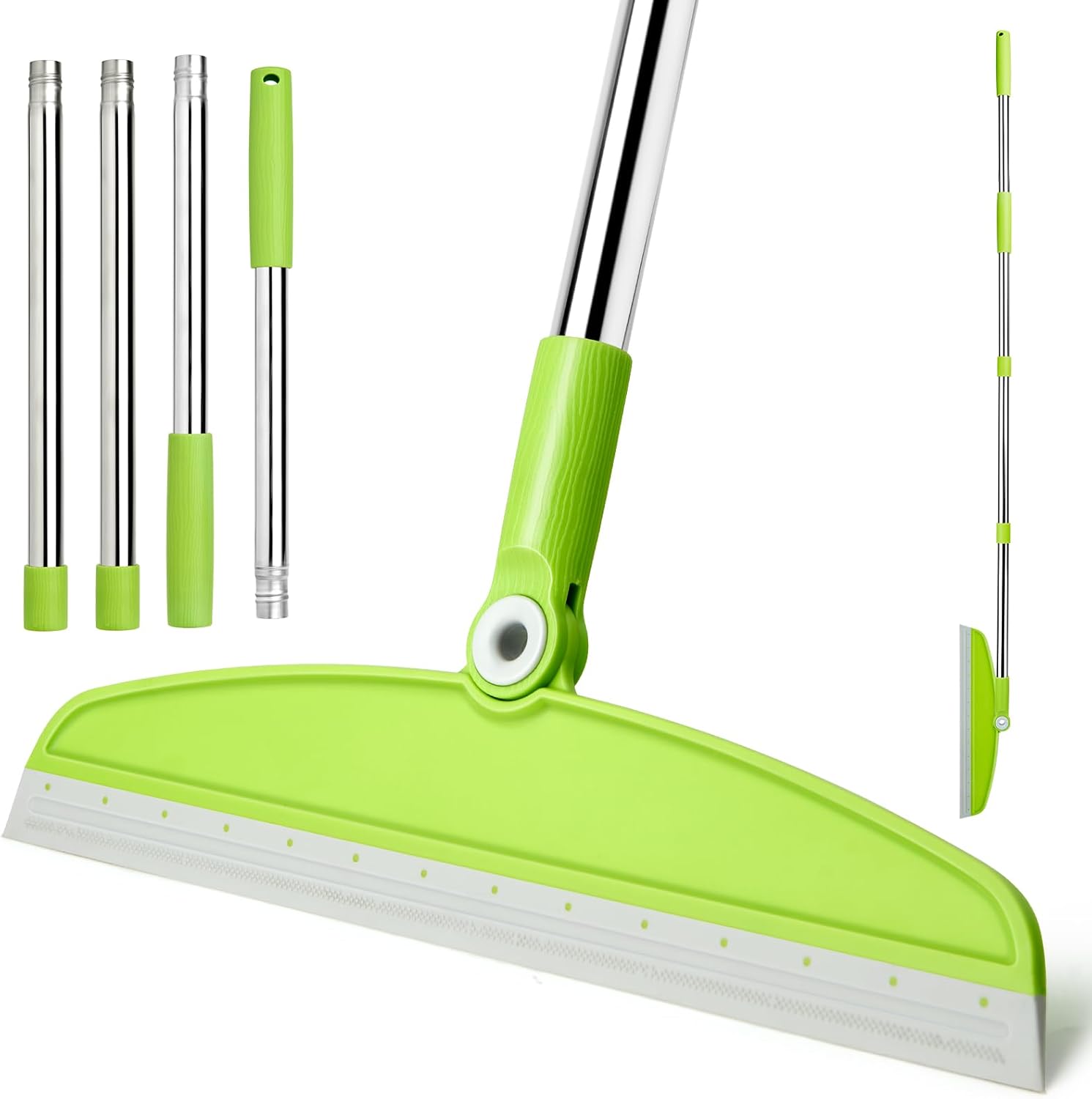 Silicone Air Broom, Multi-Function Long Handle with Adjustable Rubber Squeegee for Indoor Hardwood Floors, Kitchens, Concrete Floors, Bathroom Tiles (Beige)