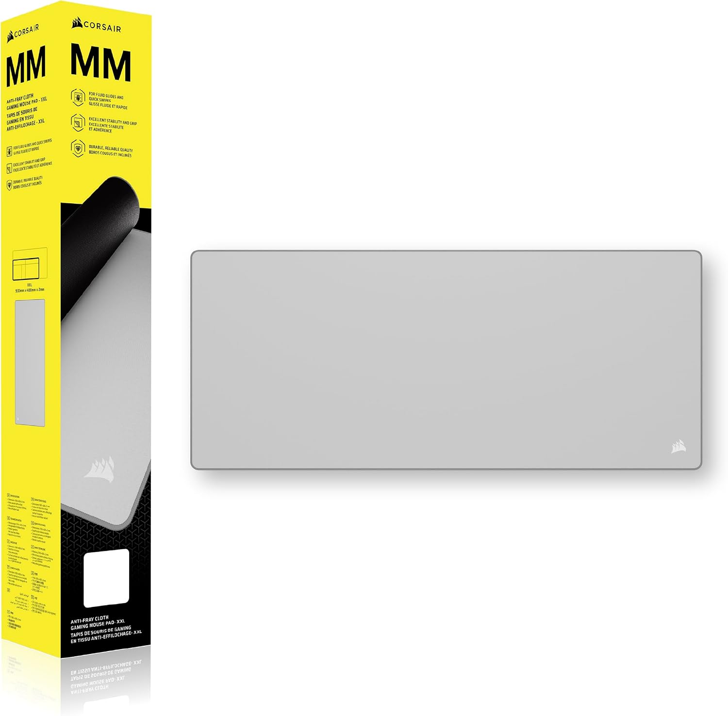 Corsair MM Anti-Fray Cloth Gaming Mouse Pad – Gray | XXL (930 x 400mm), Precision Micro-Woven Surface, Non-Slip Natural Rubber Base, Stitched Edges 9 61O2PKGnO6L. AC SL1500