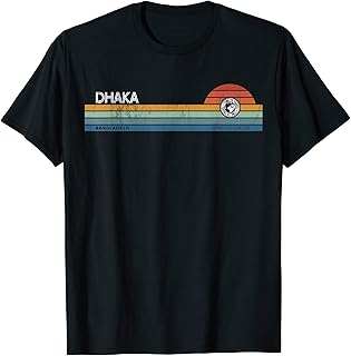 Dhaka Bangladesh Retro Sunset Rainbow Synth Striped T-Shirt