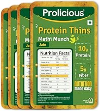 Prolicious Methi Munch High Protein Thins | NO Palm Oil | Crispy & Nutritious Snack Chips (50g Pack of 4)