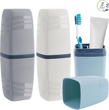 3 PCS Toothbrush Travel Case, Portable Toothbrush Box Plastic Toothbrush Case Dustproof Travel Toothbrush Storage Box for Home Business Trip Camping 3 Colors