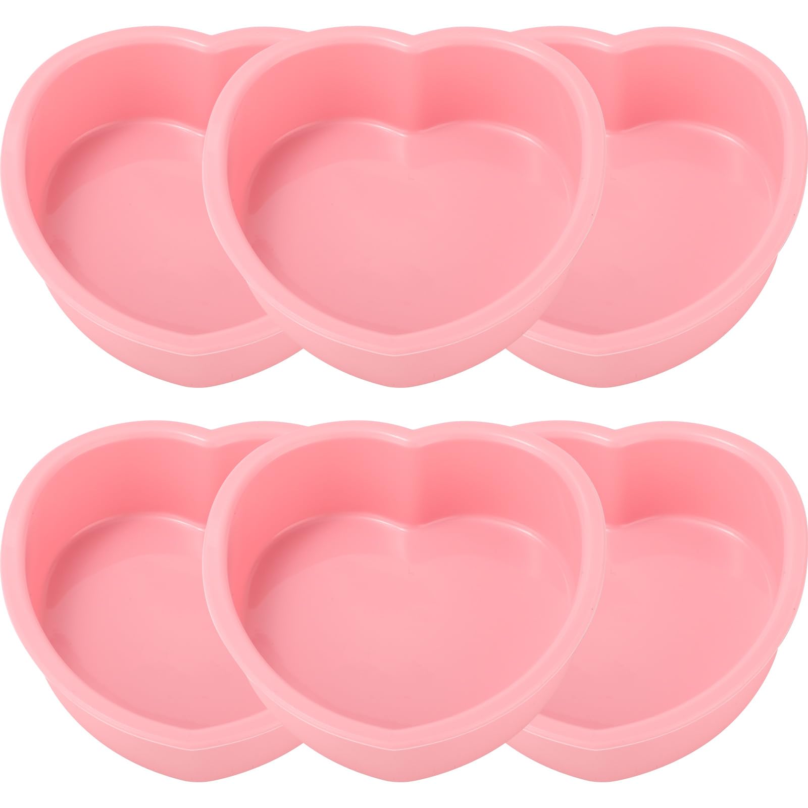 ywmigl Pink Cake Pans 4 Inch Heart Shaped Silicone Cake Pan Nonstick Heart Cake Baking Mold Pan Tray Bakeware for Birthday Cupcake Muffin Chocolate Cheesecake Baking Tool (6 Pcs)