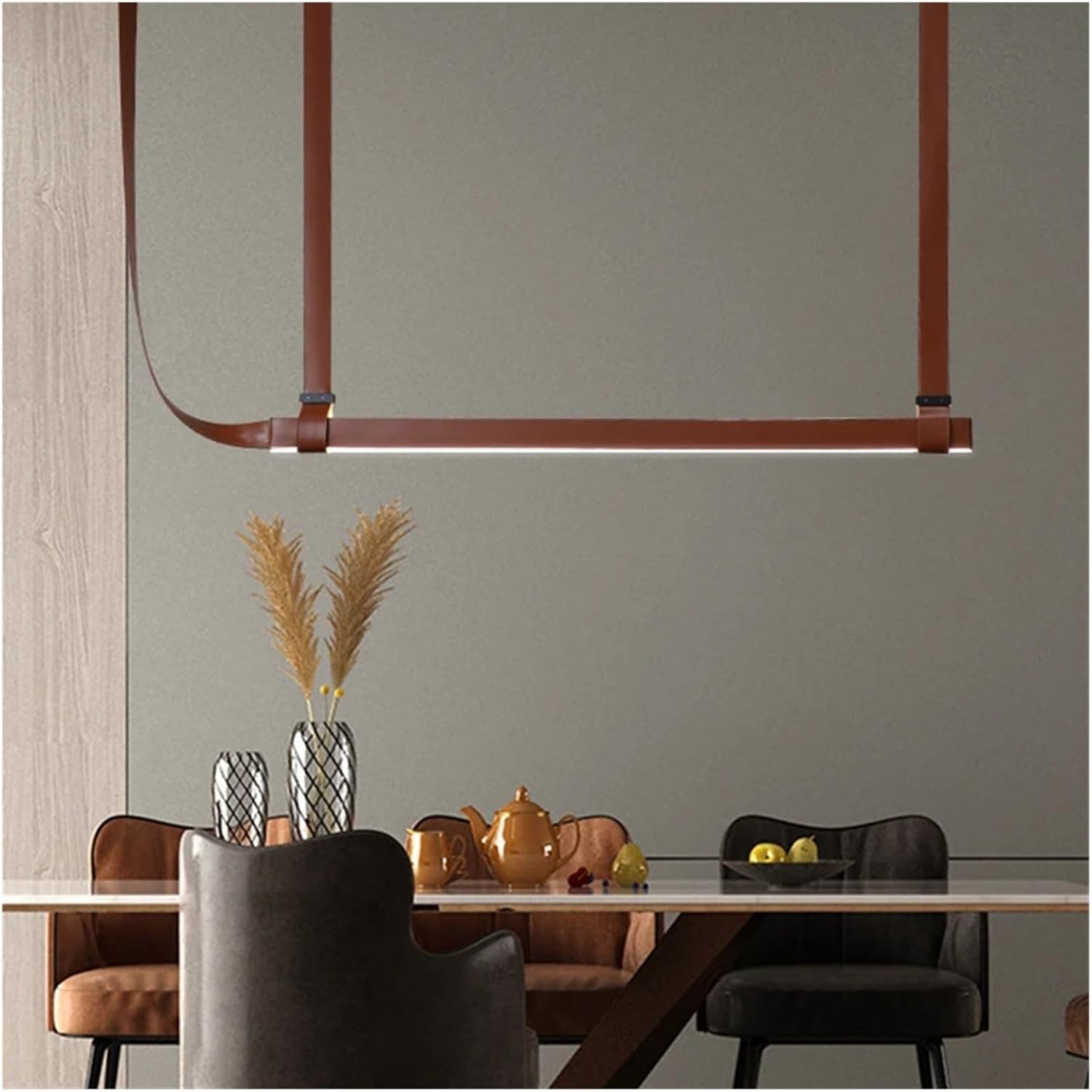 Modern Leather Belt LED Chandelier Italy Minimalist Pendant Light Shop Bar Counter Hanging Lamp Dining Living Room Decor Lamp,Chandelier Lighting