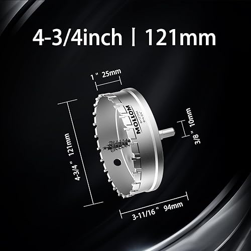 Miniatura 119 de Mollom Sierra perforadora de carburo resistente (2-1/4 pulgadas / 2.244 in) con 2 brocas piloto, corte de agujeros de acero inoxidable, acero suave