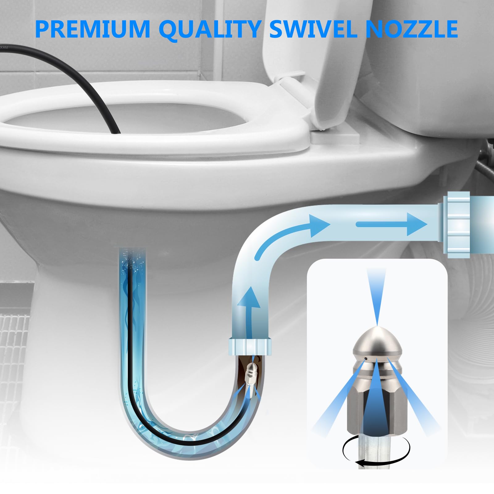 Tubo per la pulizia dei tubi, 30 m, ad alta pressione, 210 bar, 60 °C, con adattatore, ugelli rigidi e rotanti, custodia, prolunga per tubo Kärcher compatibile con Kärcher K2-K7 Lavor, Bosch, Parkside