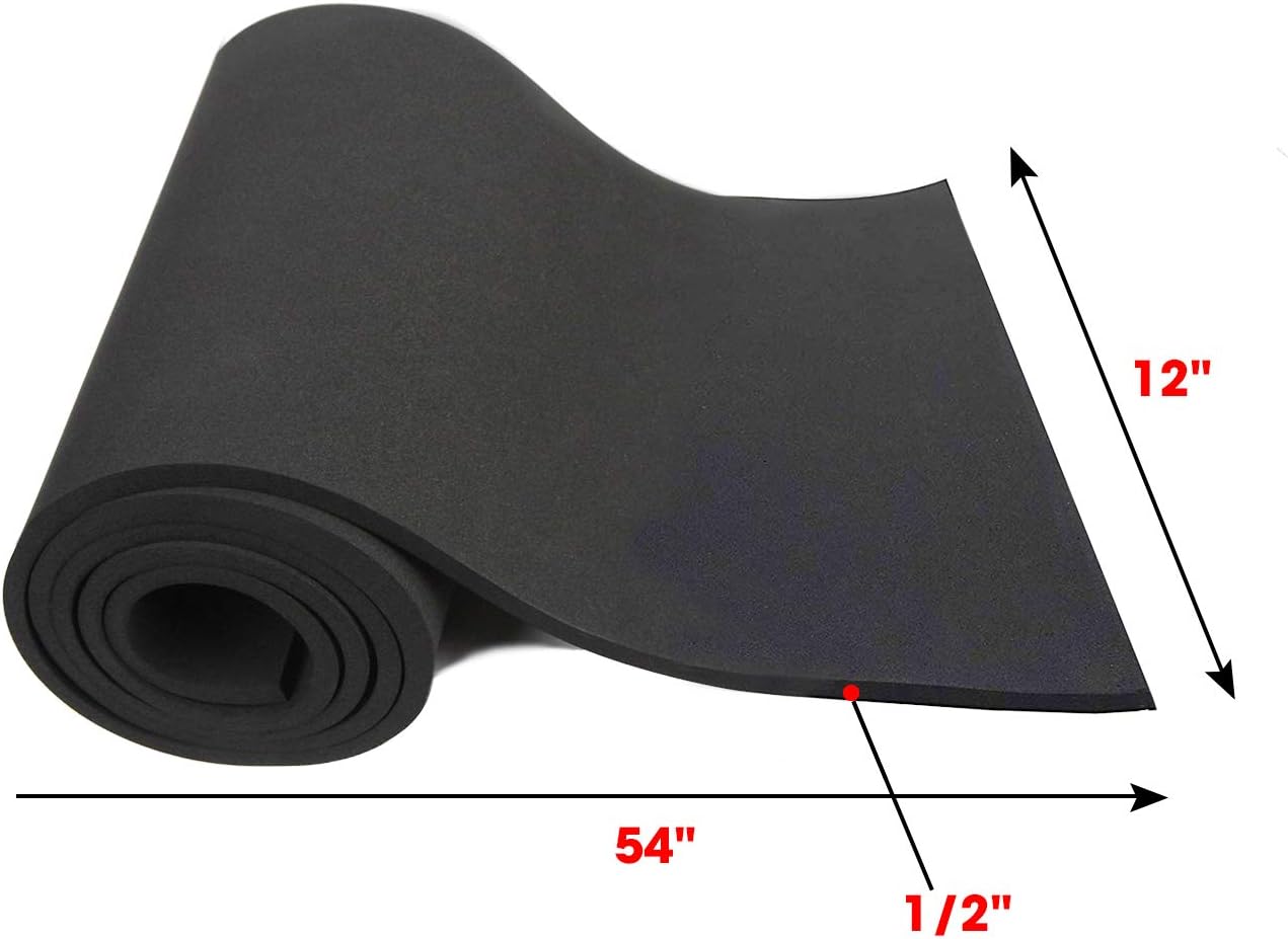 Dualplex Neoprene Sponge Foam Rubber Sheet Roll, 12X54 inches X 1/2" Thick, Perfect Cosplay Padding, DIY Project Sheet - Easy Cut Non-Adhesive Multi-Function Soundproof Rubber Foam Sheet