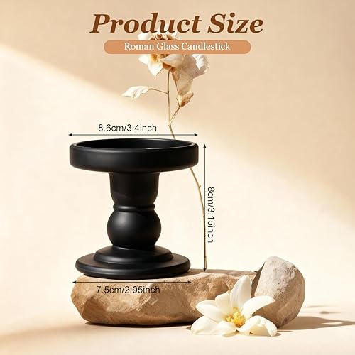 Miniatura 2 de Portavelas de cristal negro, elegante pilar cónico, portavelas decorativo para bodas, eventos formales y centros de mesa (sin velas)