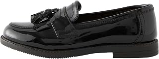 NEXT Girls Standard Fit (F) Leather Loafer with Tassels 26.5 UK Black (Black Patent)