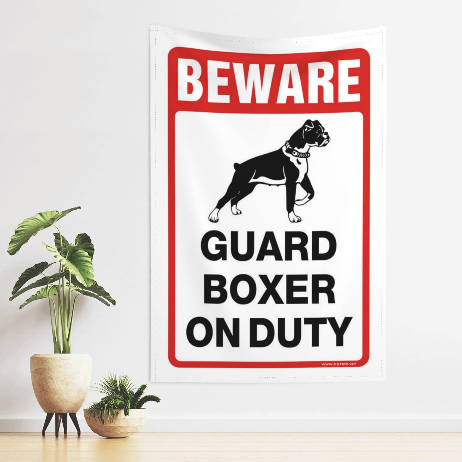Dsocuiubos Beer Decor Beware! Guard Boxer On Duty Tapestry Beer Decorations for Man Cave Funny Patio Decor (Size : 75X100CM)