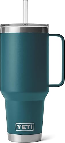 Miniatura 53 de YETI Rambler - Vaso de viaje con asa y tapa con pajilla, de 42 onzas, con aislamiento al vacío con asa, acero inoxidable, color azul ola grande Azul