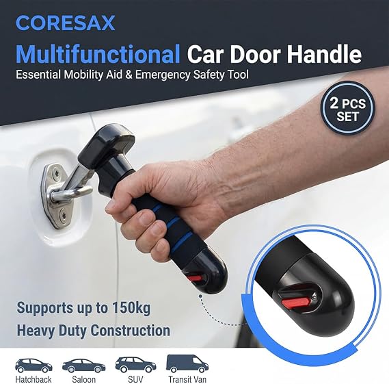 2PCS Car Door Handle, Universal Grab Handle for Entry and Exit | Portable design with a comfortable grip, suitable for compatible door latches and convenient vehicle use