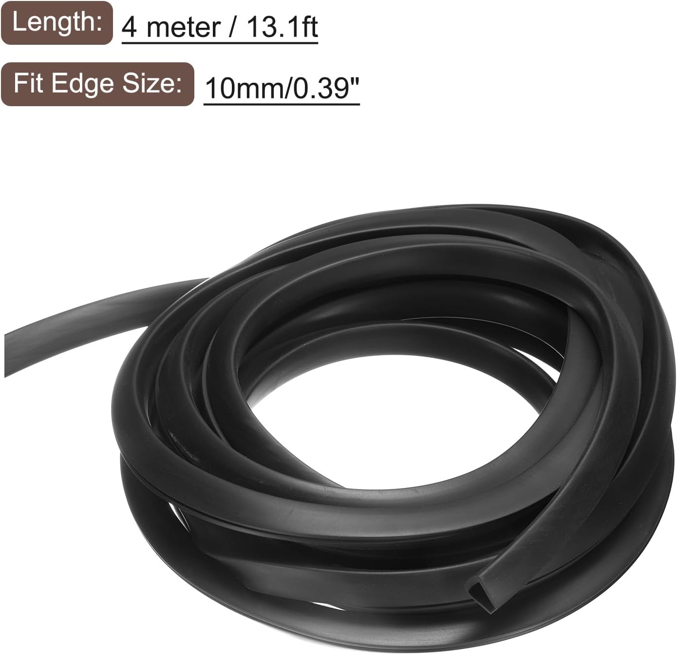 uxcell U Channel Edge Trim, 13.1ft Length Rubber Guard Seal Strip Edge Protector Flat Type Fit for 10mm Edge, (9/16" W x 15/32" H) Black