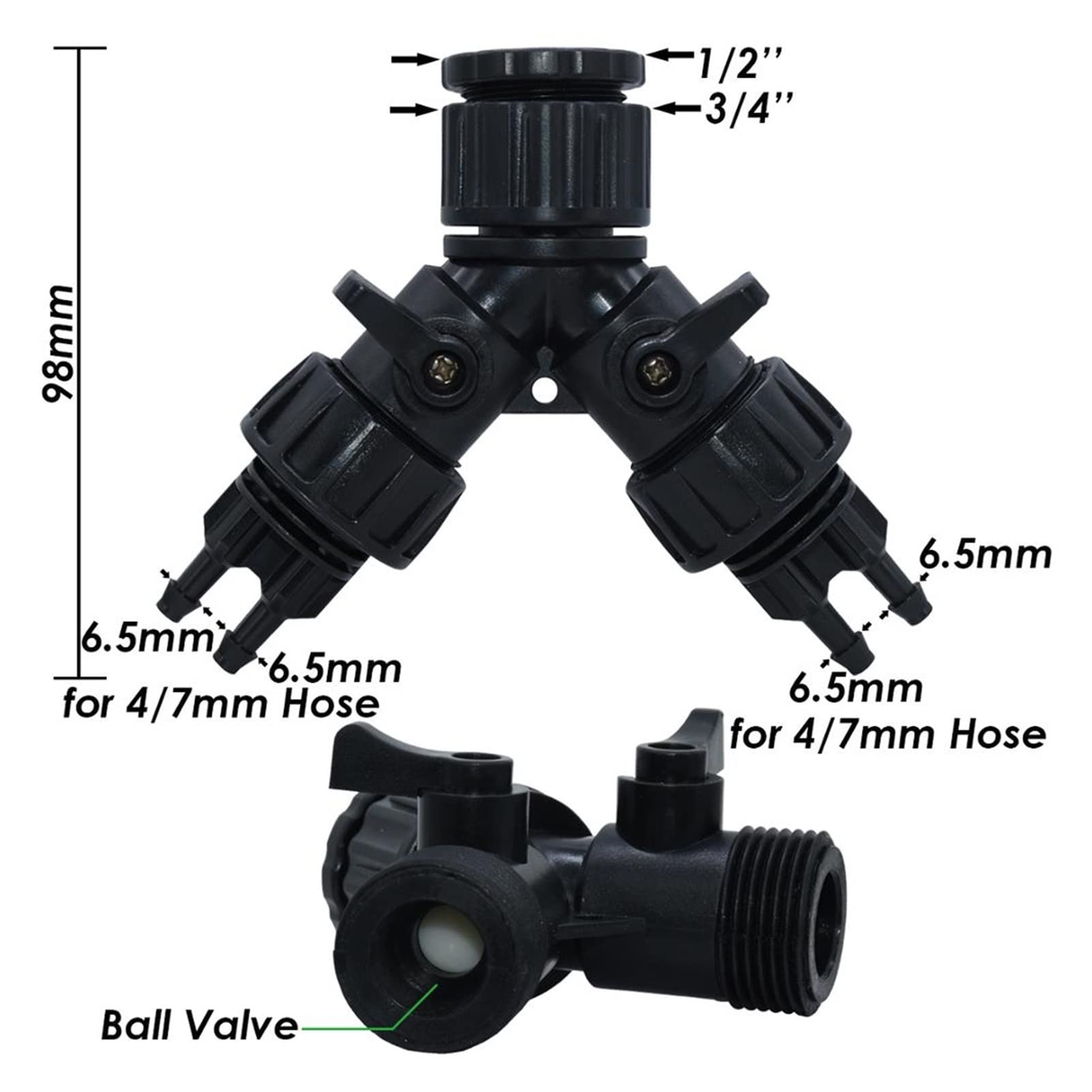 Zestaw do nawadniania kropelkowego 5-50 m DIY Micro Drip System nawadniania 4/7 mm Automatyczny nawadnianie roślin 8/4/2 Outlet Diverter Garden Hose Kit Regulowany Dripper (Kolor: KSL01-KIT290-15M)