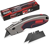 Vista 1 de HAUTMEC Heavy-Duty Utility Knife, Safety Box Cutter with Auto-Retracting & 3-Position Locking Dual-System, Built-In Wire Stripper, Blade Storage and