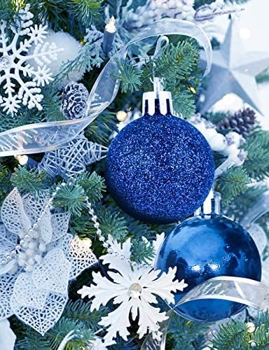 Aitsite Christmas Baubles, 24 Pcs Xmas Baubles Christmas Decorations 6cm Hanging Christmas Balls Shatterproof Christmas Ornaments for Christmas Tree Home Festival Decoration(Blue)