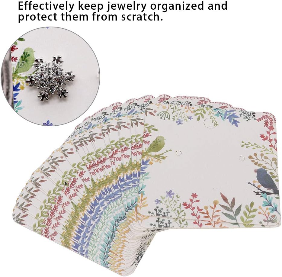Earring Display Cards with 100Pcs Earring Holder Cards, Jewelry Packaging DIY EarringsHolder Display Storage Paper for Studs Selling (Colored tree branches)