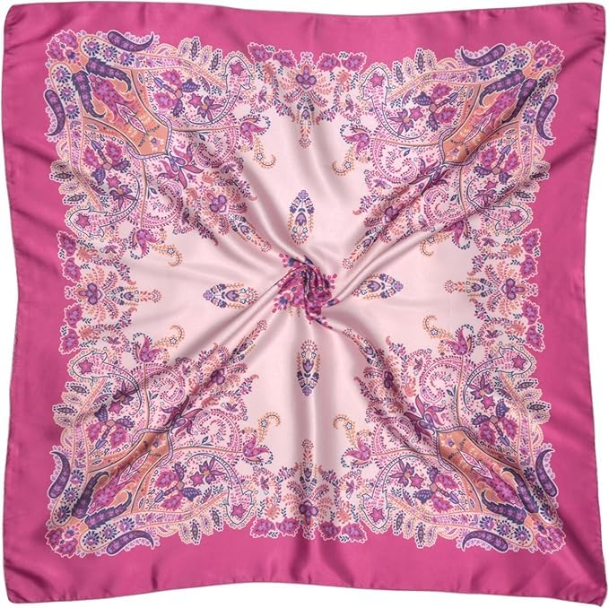 Stylfresh Satin Silk Large Square Scarf for Women, Hair Wrapping at Night Bandana Fashion Wrap Neck scarves (WS204-P)