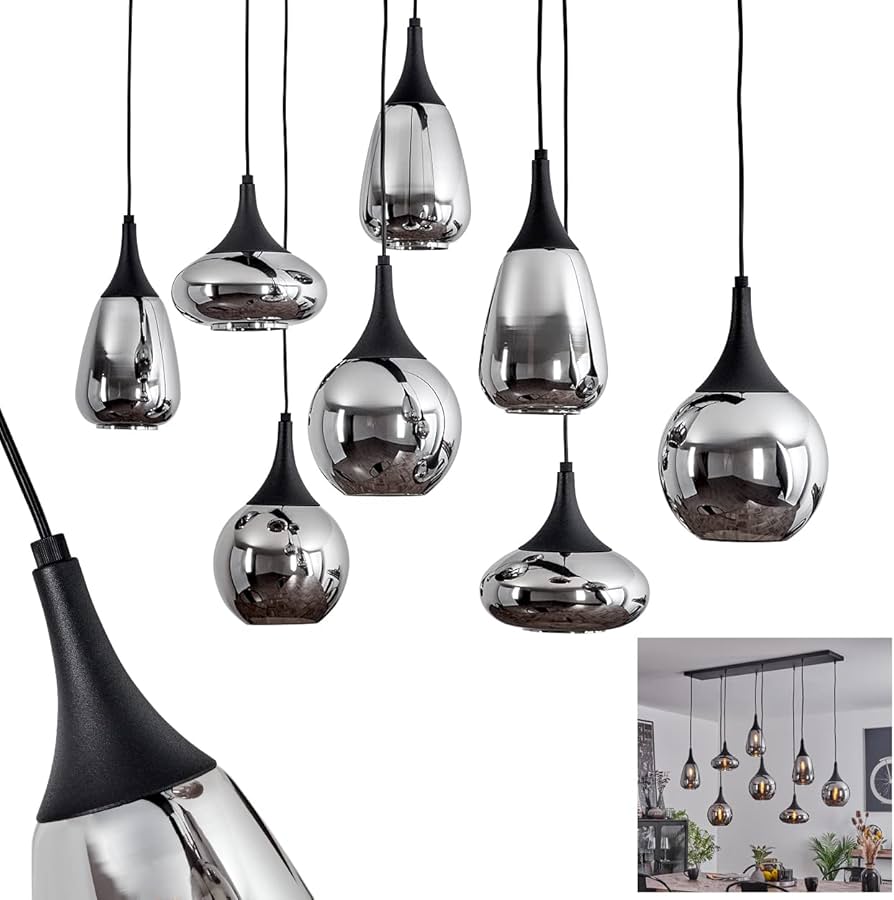 Moderne hanglamp zwart met amber glas 3-lichts - Sheena
