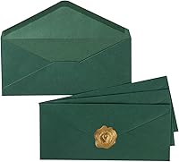 Vista 10 de Paquete de 50 sobres negros #10 de negocios estándar con solapa en V, sobres para facturas para cheques de oficina, membrete comercial, envío