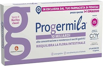 CHEMIST'S RESEARCH Progermila 10 Billion (1+1 Gift) | Balances Intestinal Microflora Alterations | 6 Vials with Gluten Free Dosing Caps, Lactose Free