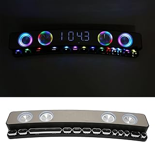 BluetoothH Computer Speaker, Dynamic RGB HiFi Stereo Desktop Soundbar, PC Speakers with RGB Light, FM Radio, Alarm Clock, 13 Mechanical Keys, BluetoothH Sound Bar (Black)