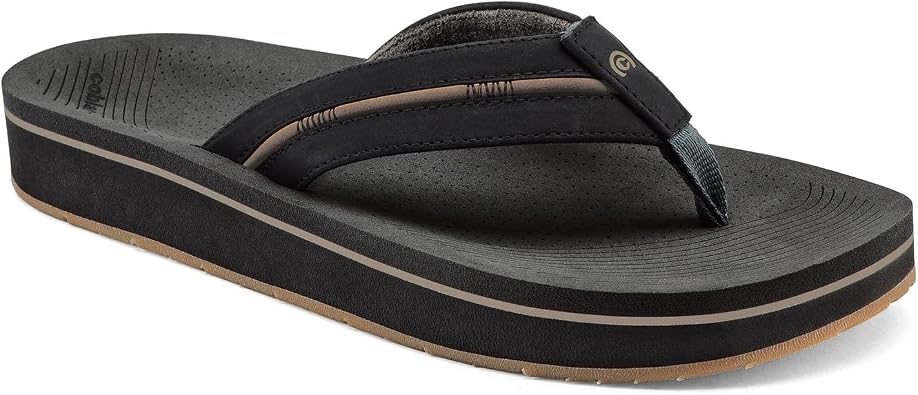 Cobian Mens Ponto Rise Synthetic Leather Strap Flip-Flop Sandals