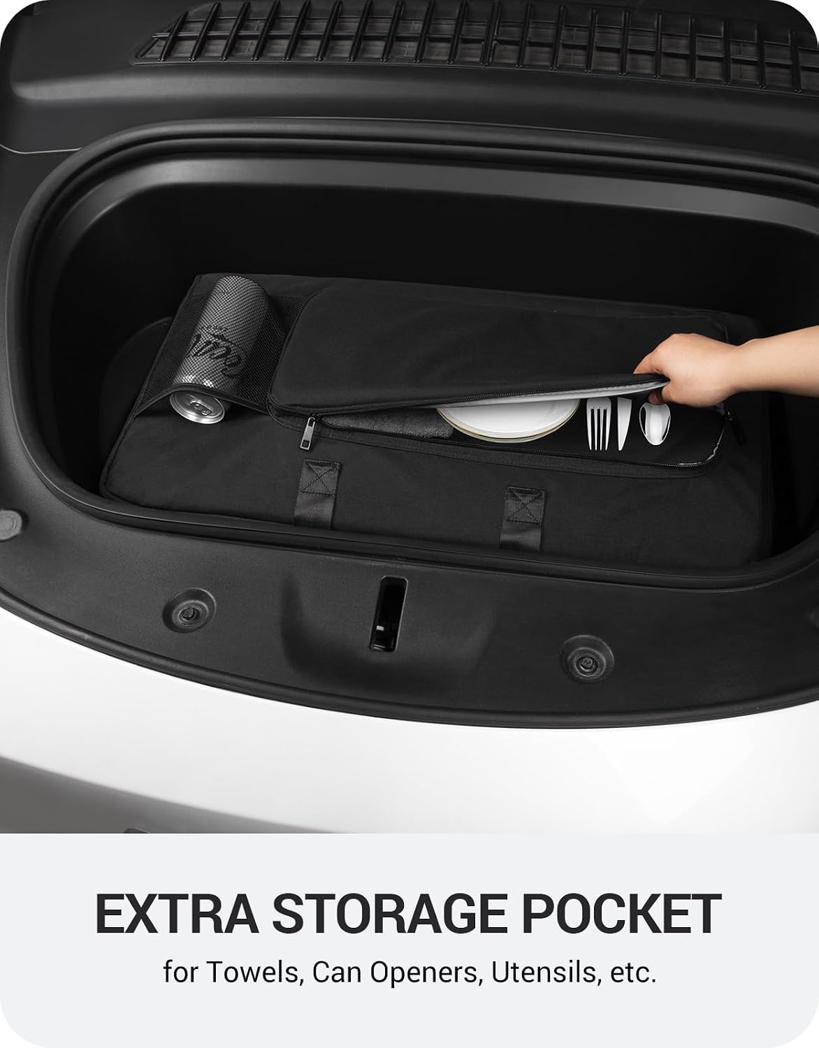 BASENOR 2017-2026 Tesla Model 3 Model Y Model X Frunk Cooler Organizer Insulation Bag with Mesh Pockets