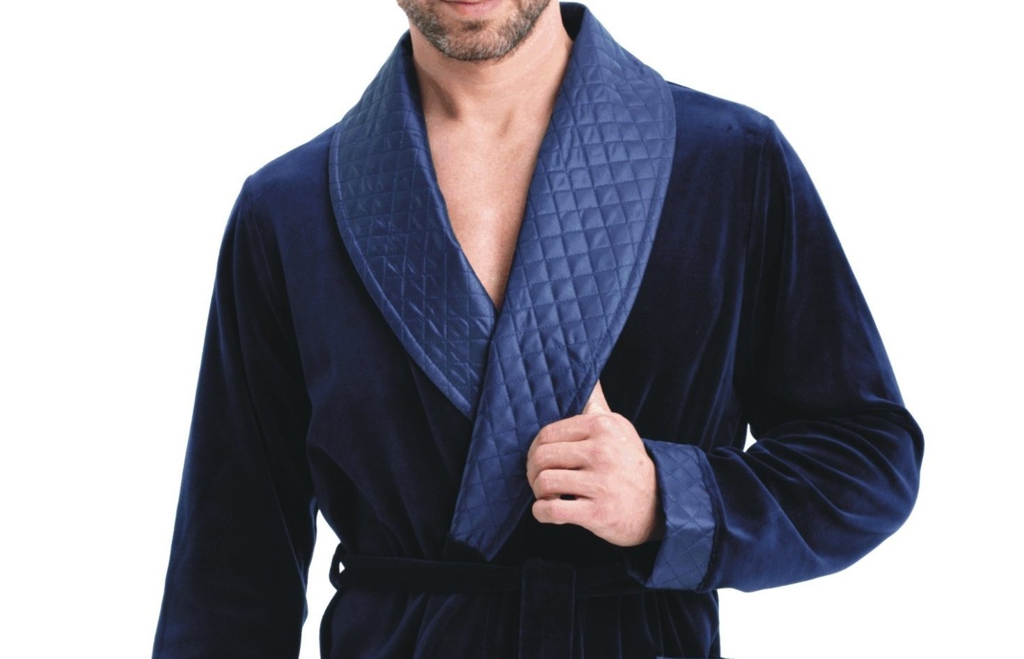 LEVERIE Elegante bata corta de algodón para hombre, con cinturón y bolsillos, fabricada en la UE