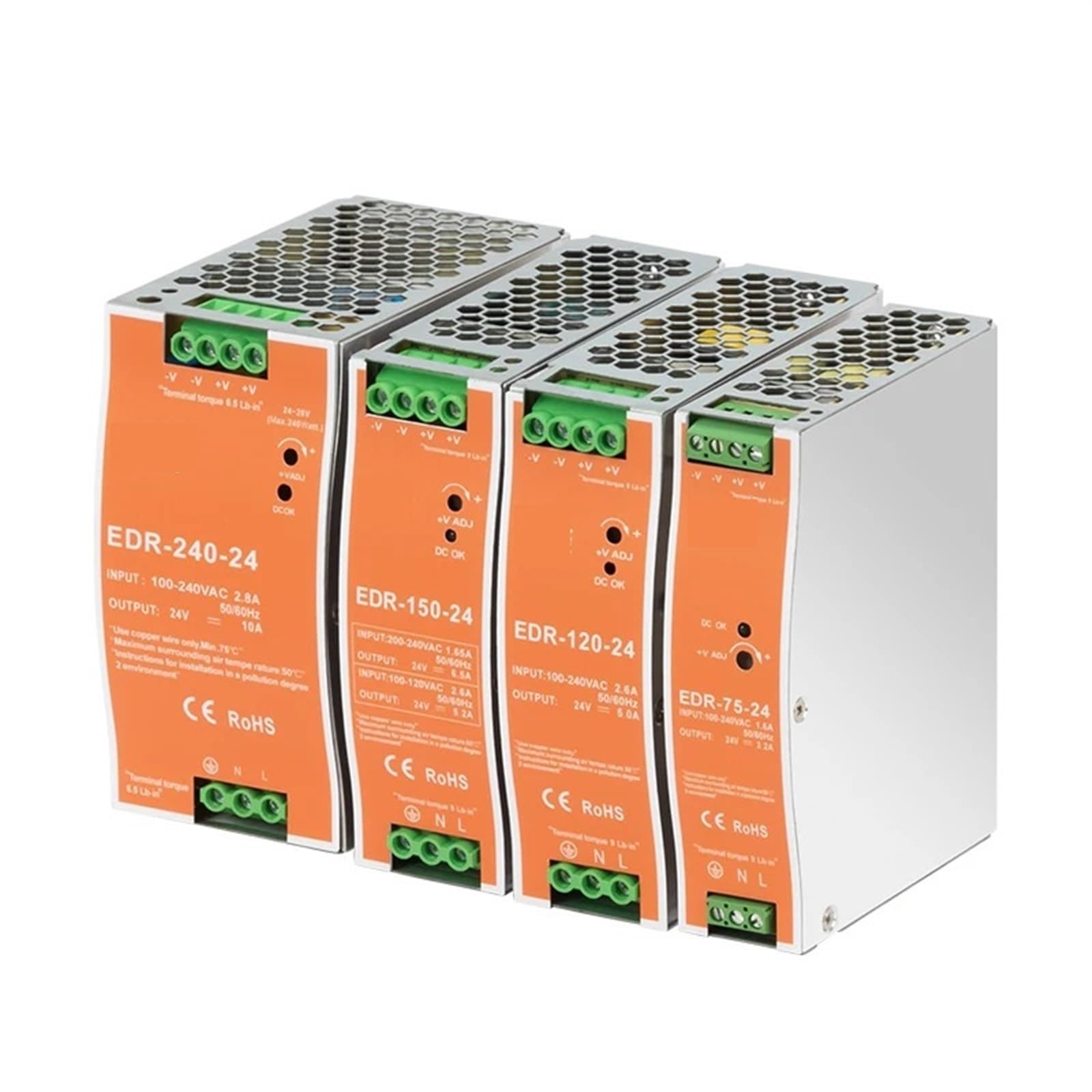 Alimentation à découpage sur rail DIN EDR-75W 12V 6.3A pour armoire électrique