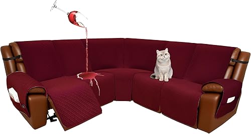 Miniatura 26 de Fundas de sofá seccional reclinable 100% impermeable de terciopelo para sofá seccional en forma de L, juego de fundas de sofá de esquina acolchadas
