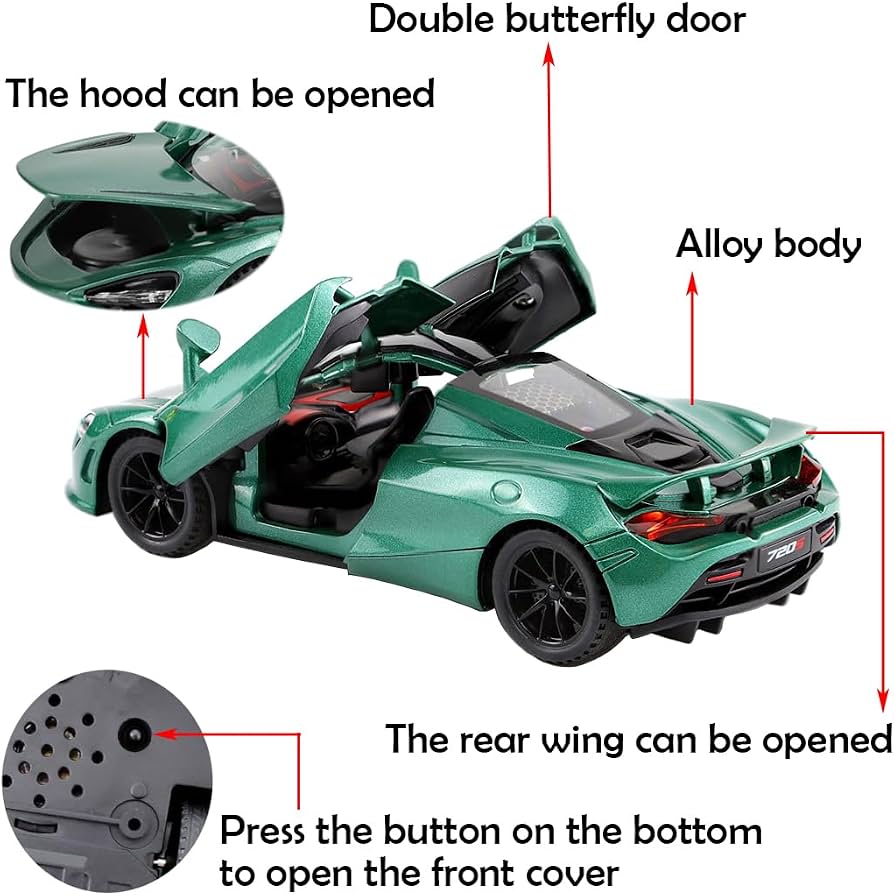 Amazon.com: Alloy Collectible Green 720s Toy Cars Model Pull Back