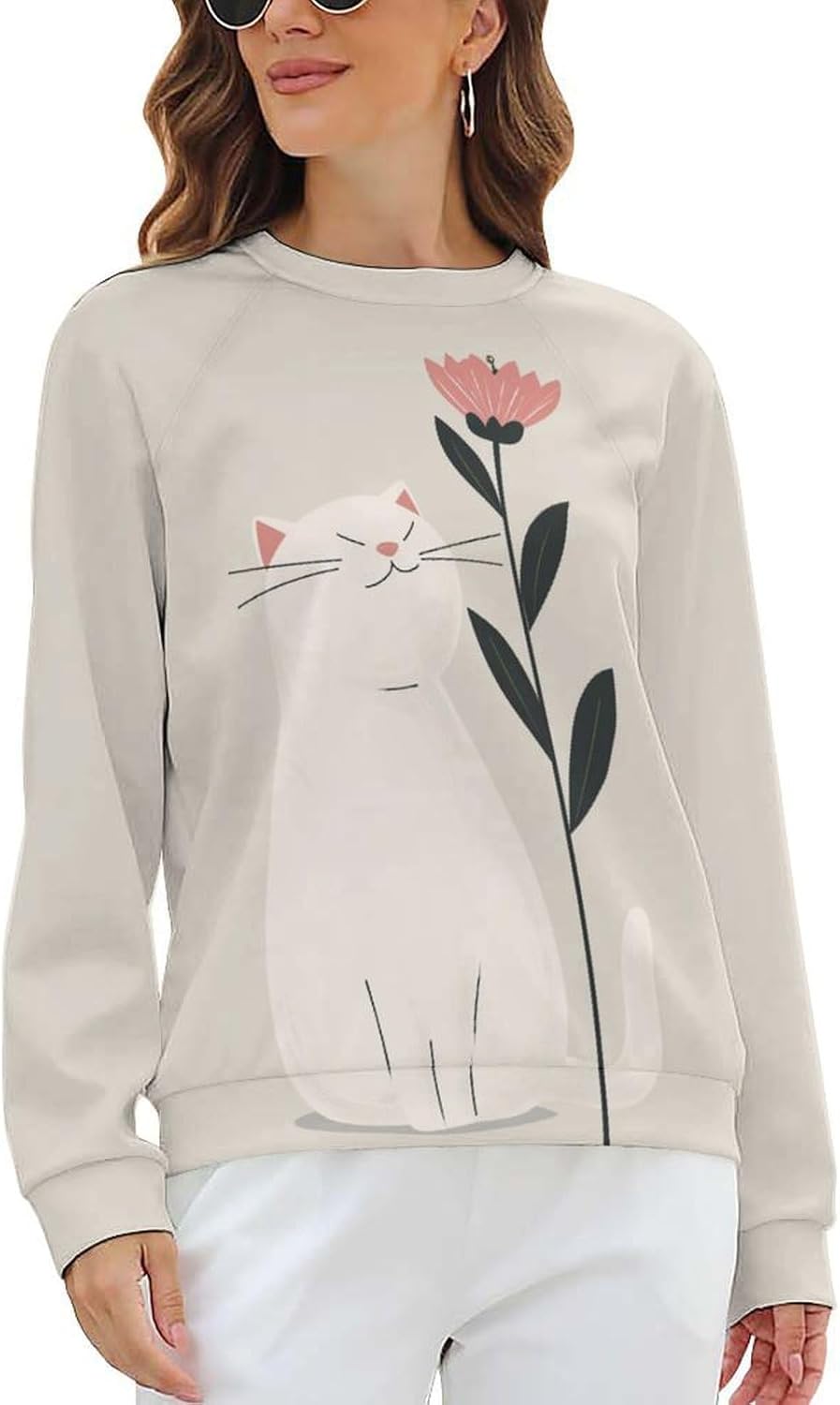 Long Sleeve Shirts for Women Cat Printed Fall Winter Dressy Holiday Casual Fashion Crewneck Tunic Tee Shirts - Image 8