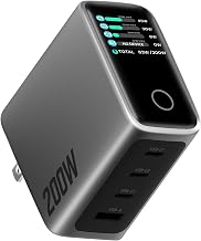 200W USB C Charger Block, GaN 4-Port Foldable and Compact Laptop Charger with Smart Display and Touch Control, Fast Wall Adapter for MacBook Pro/Air, Dell XPS, HP 14, iPad/iPhone 17/16 Series and More