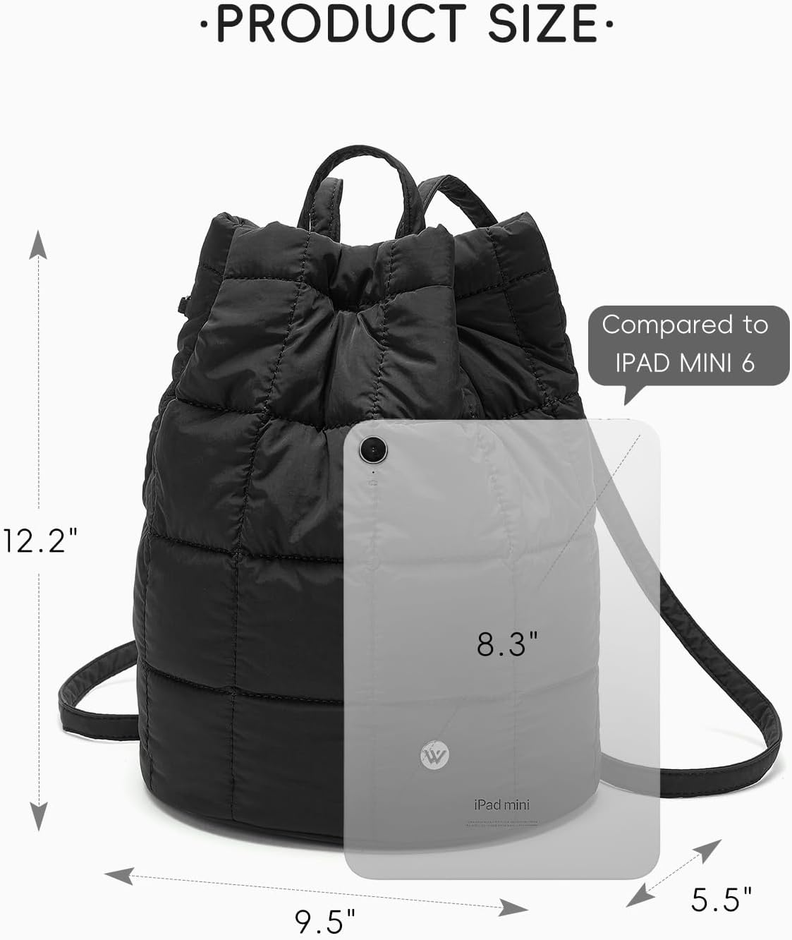 WESTBRONCO Small Backpack for Women Puffer Quilted Casual Daypack Backpacks, Puffy Nylon Drawstring Backpack for Travel image 2